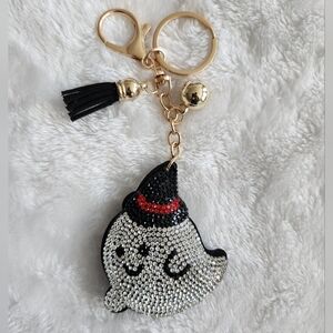 Halloween Ghost Keychain with Halloween Hat Bag Charm